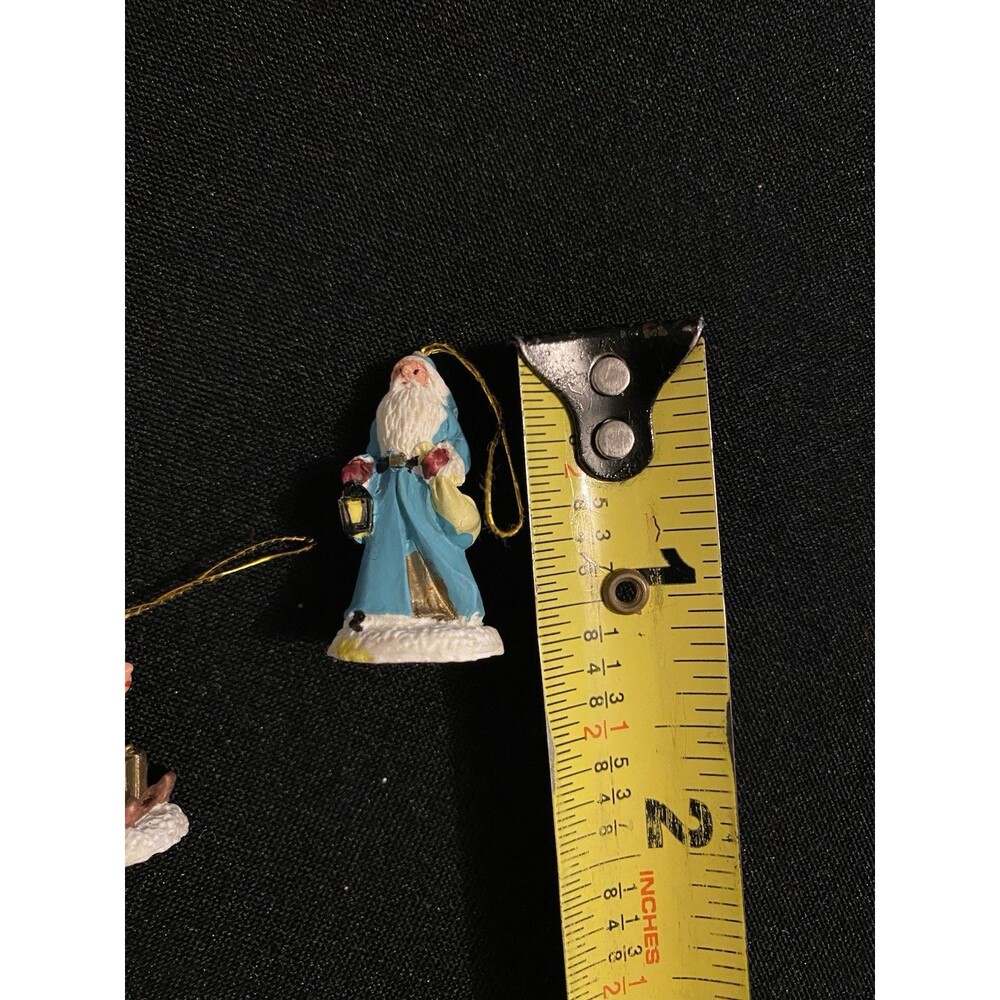 Vintage Set Of 20 Tiny Folk Art Christmas Ornaments, Santa, Sledding, People - Picture 9 of 9